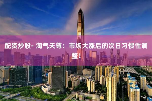 配资炒股- 淘气天尊：市场大涨后的次日习惯性调整！
